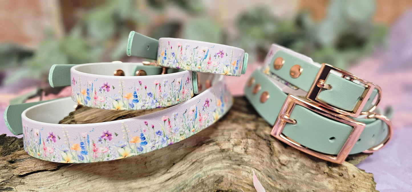 Wildflower Meadow - Printed Waterproof BioThane© Dog Collar