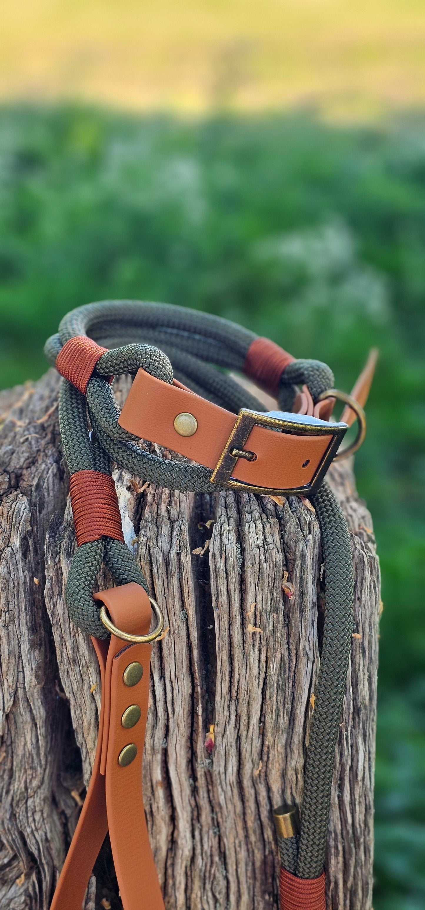 Army Green & Tan - Classic Rope Dog Collar