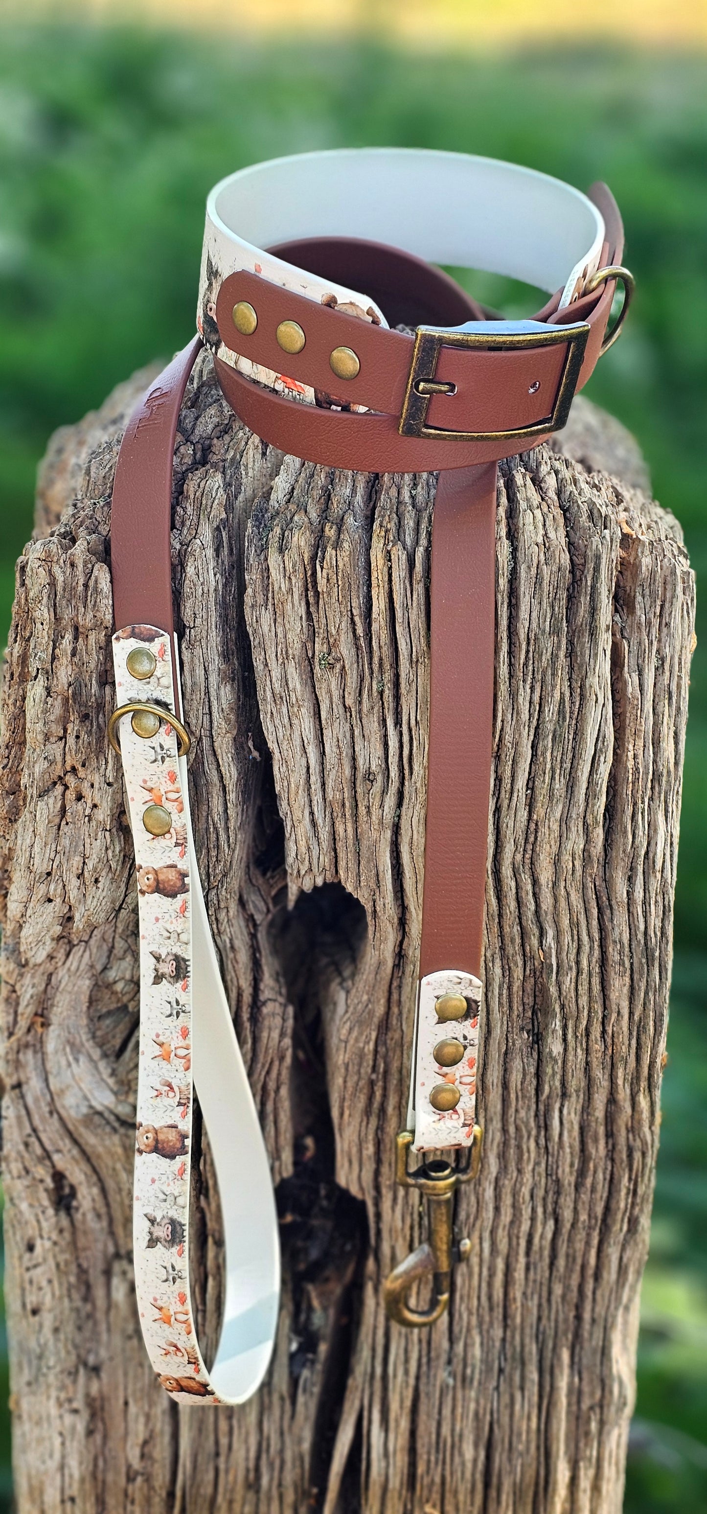 Hello Woodland - Printed Waterproof BioThane© wide-fit Dog Collar