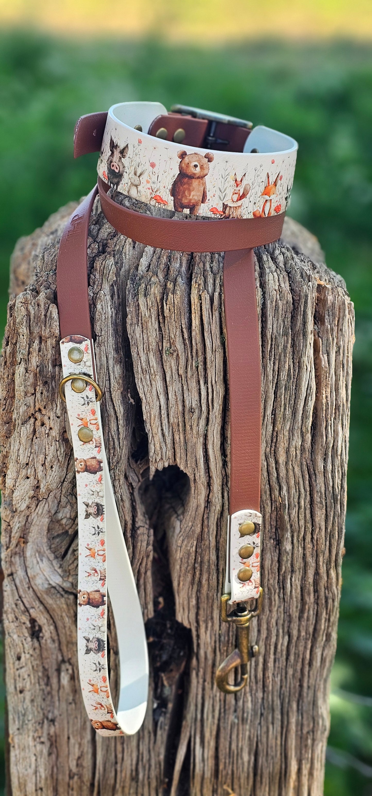 Hello Woodland - Printed Waterproof BioThane© wide-fit Dog Collar
