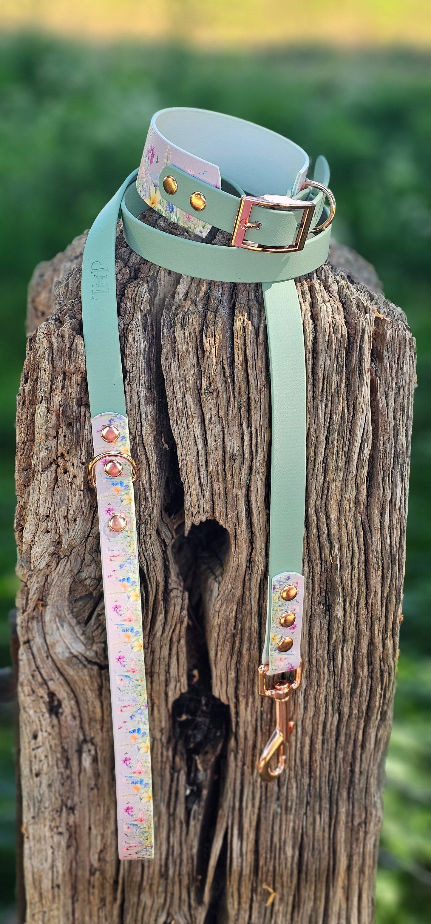 Wildflower Meadow  - Printed Waterproof BioThane® Sighthound Collar / wide-fit Dog Collar