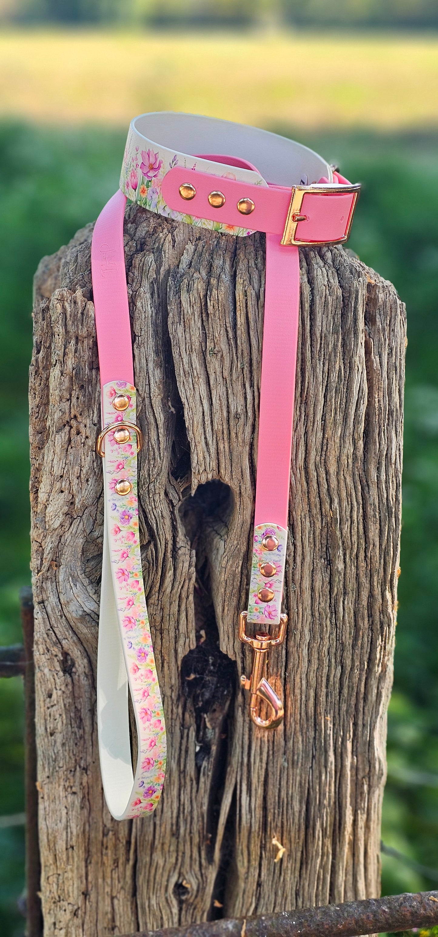 Pink Blossom - Printed Waterproof BioThane© Dog Lead