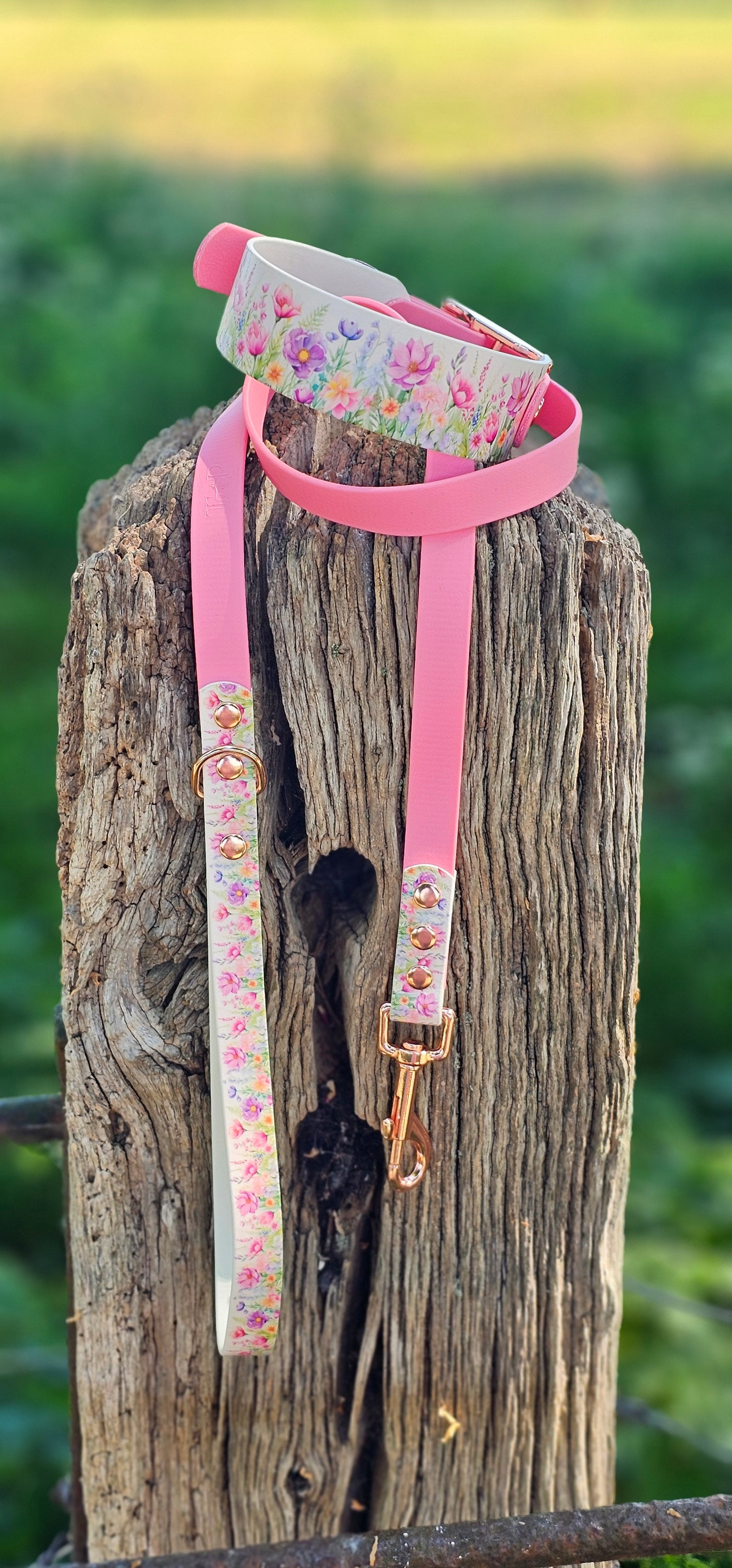 Pink Blossom - Printed Waterproof BioThane© Dog Lead