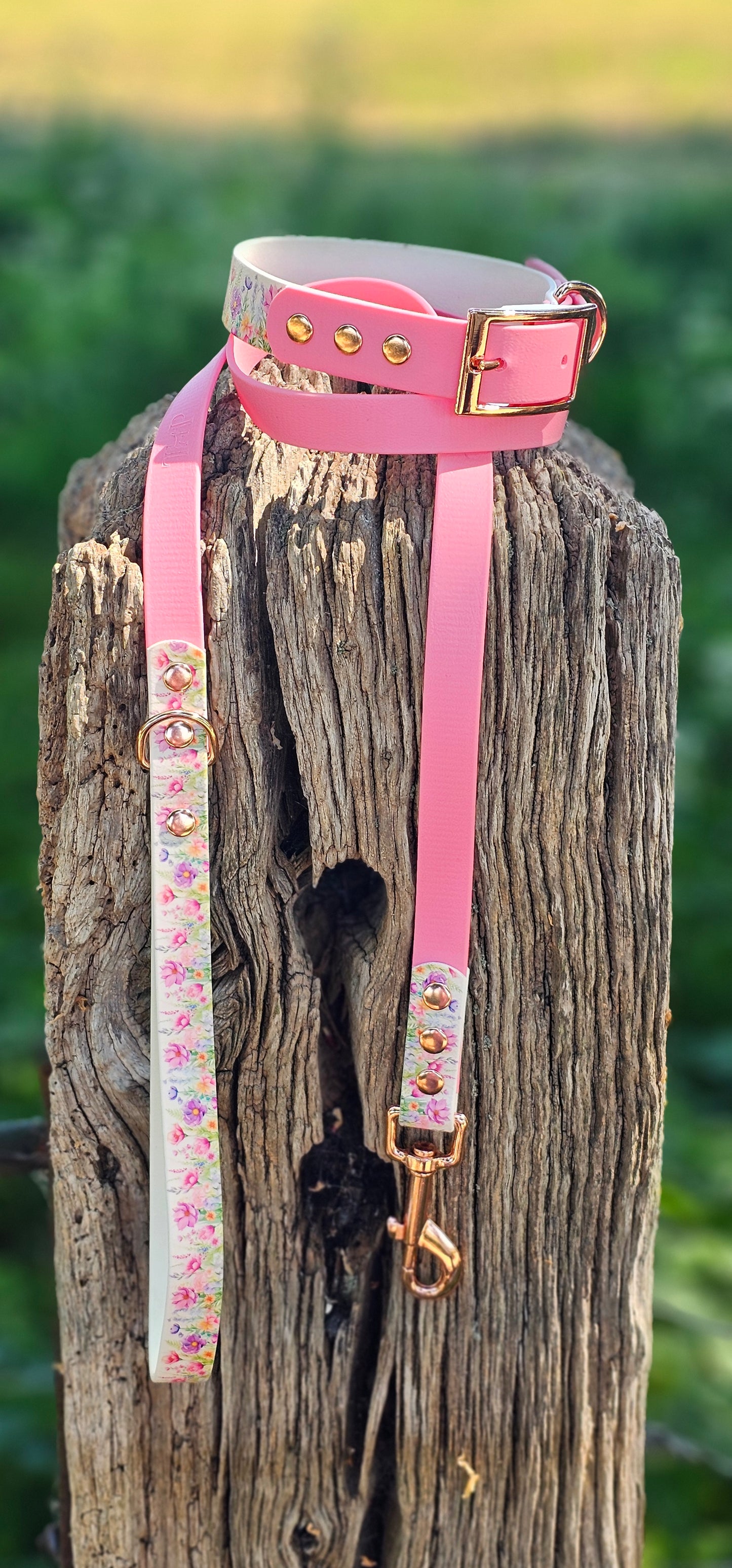 Pink Blossom - Printed Waterproof BioThane© Dog Collar