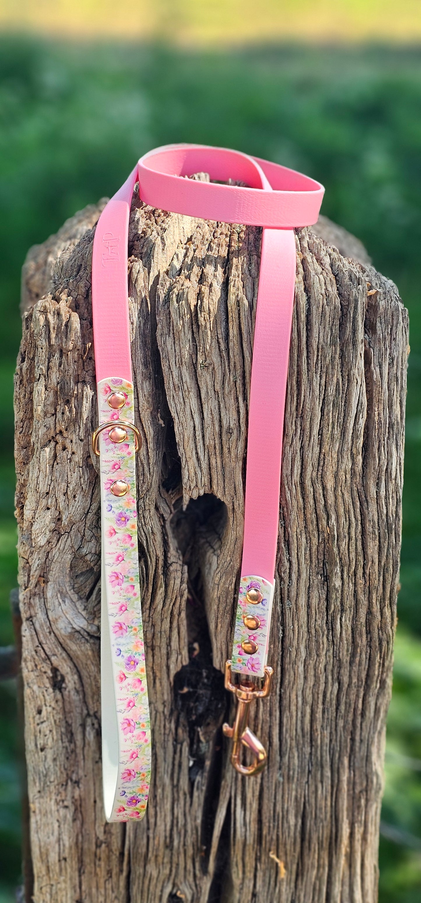 Pink Blossom - Printed Waterproof BioThane© Dog Lead