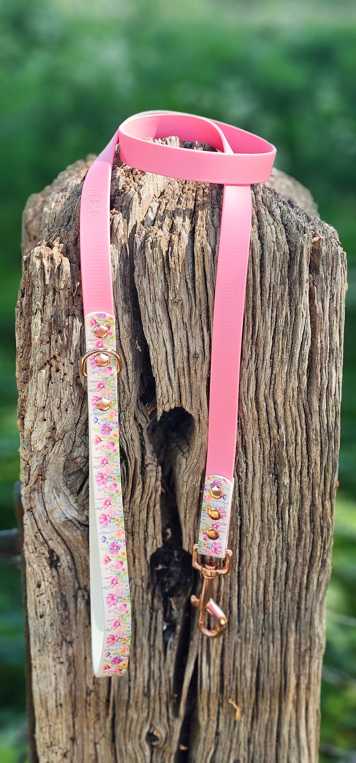 Pink Blossom - Printed Waterproof BioThane© Dog Lead