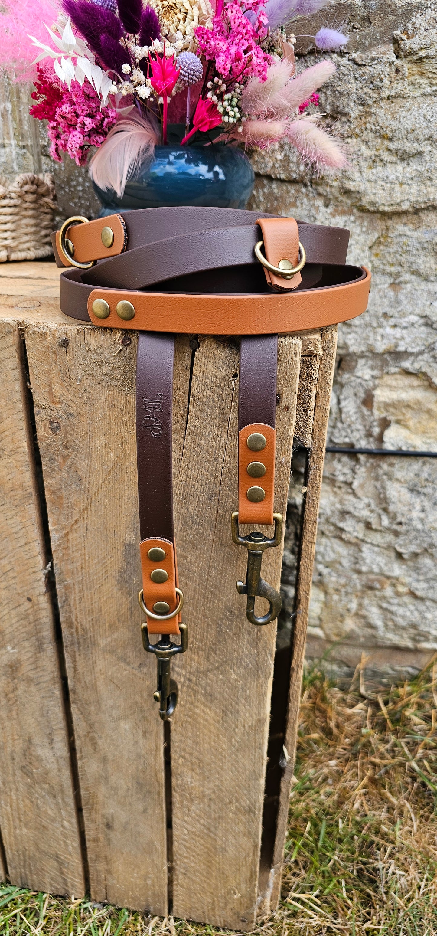 Dark Brown & Tan - Waterproof BioThane© handsfree Dog Training Lead