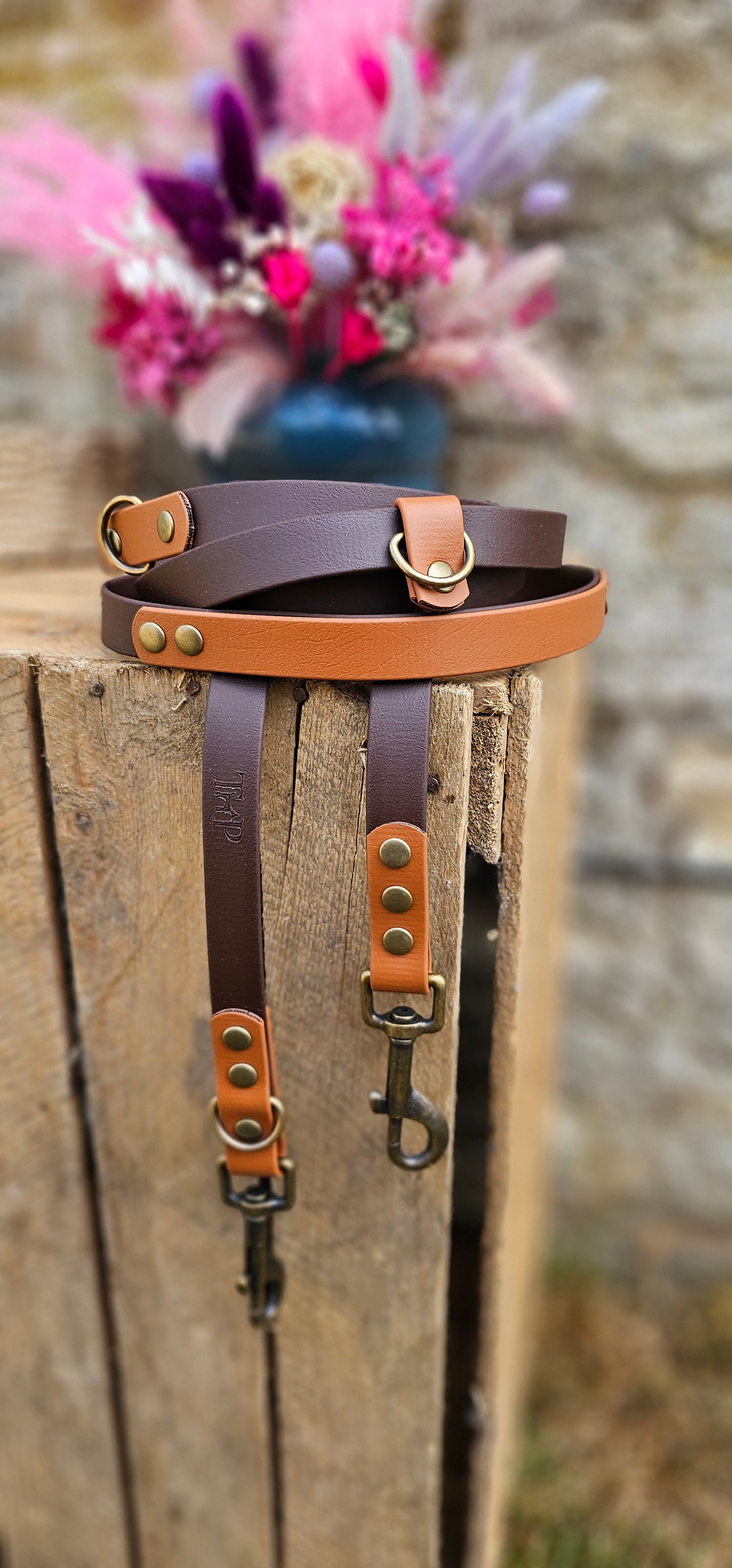 Dark Brown & Tan - Waterproof BioThane© handsfree Dog Training Lead