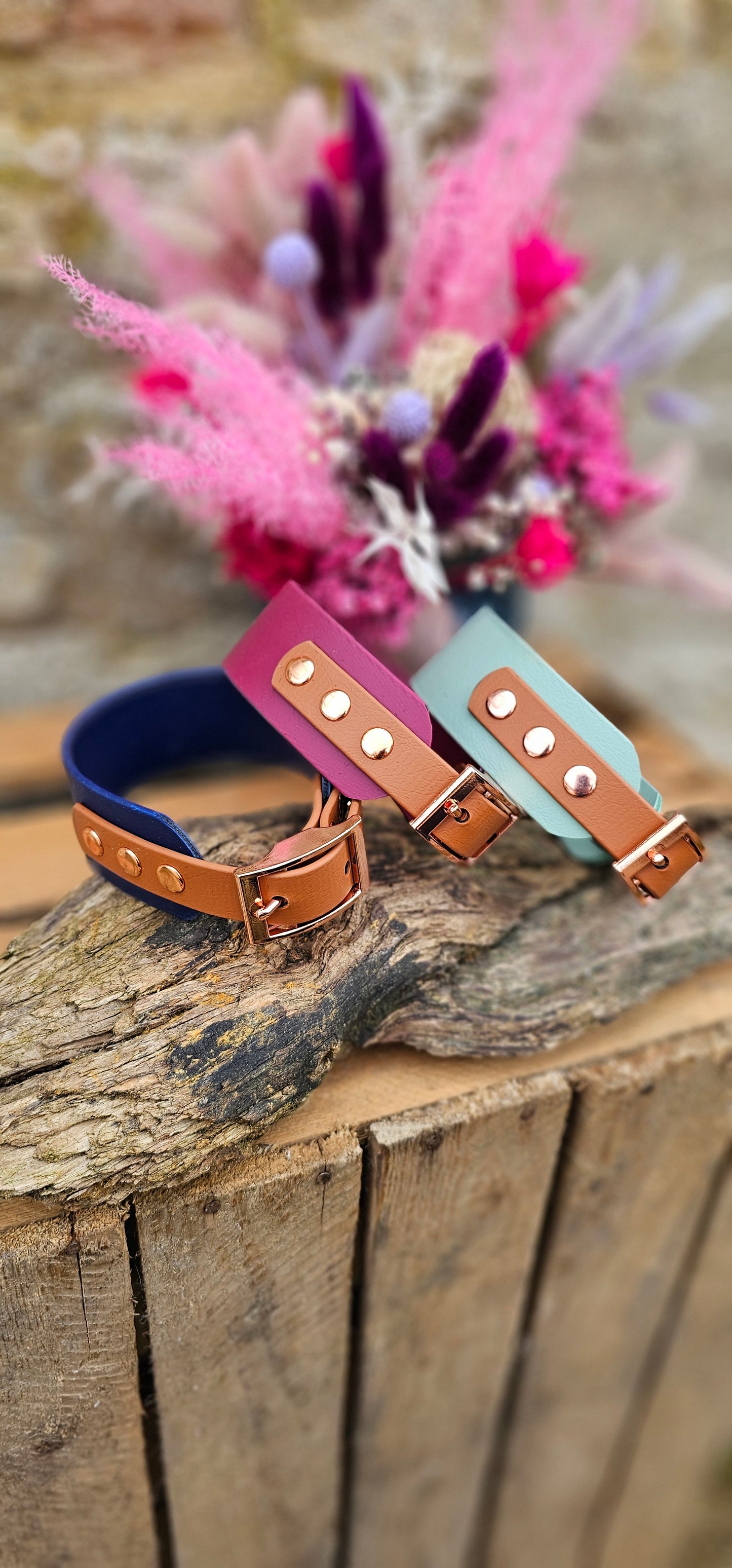 Waterproof BioThane© two-coloured Sighthound wide-fit Dog Collar - Design Your Own