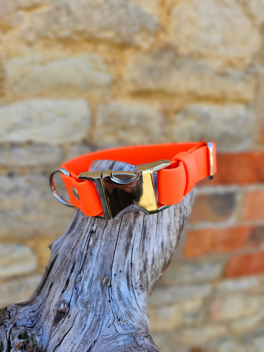 Neon Orange - Everlast Waterproof BioThane© Quick-Release Buckle Dog Collar