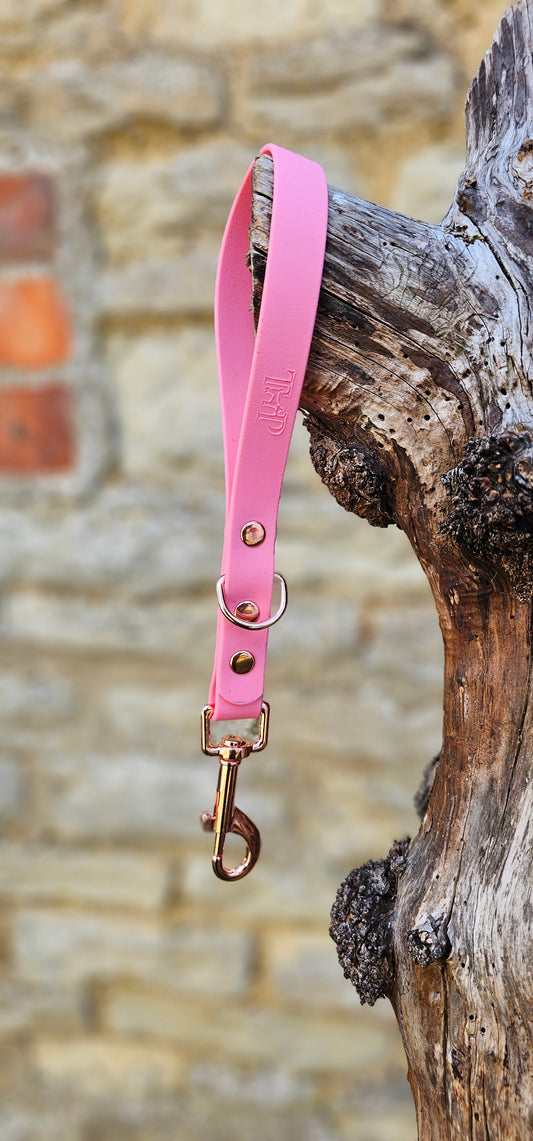 Baby Pink - Waterproof BioThane® Dog Traffic Leash / Dog Traffic Handle