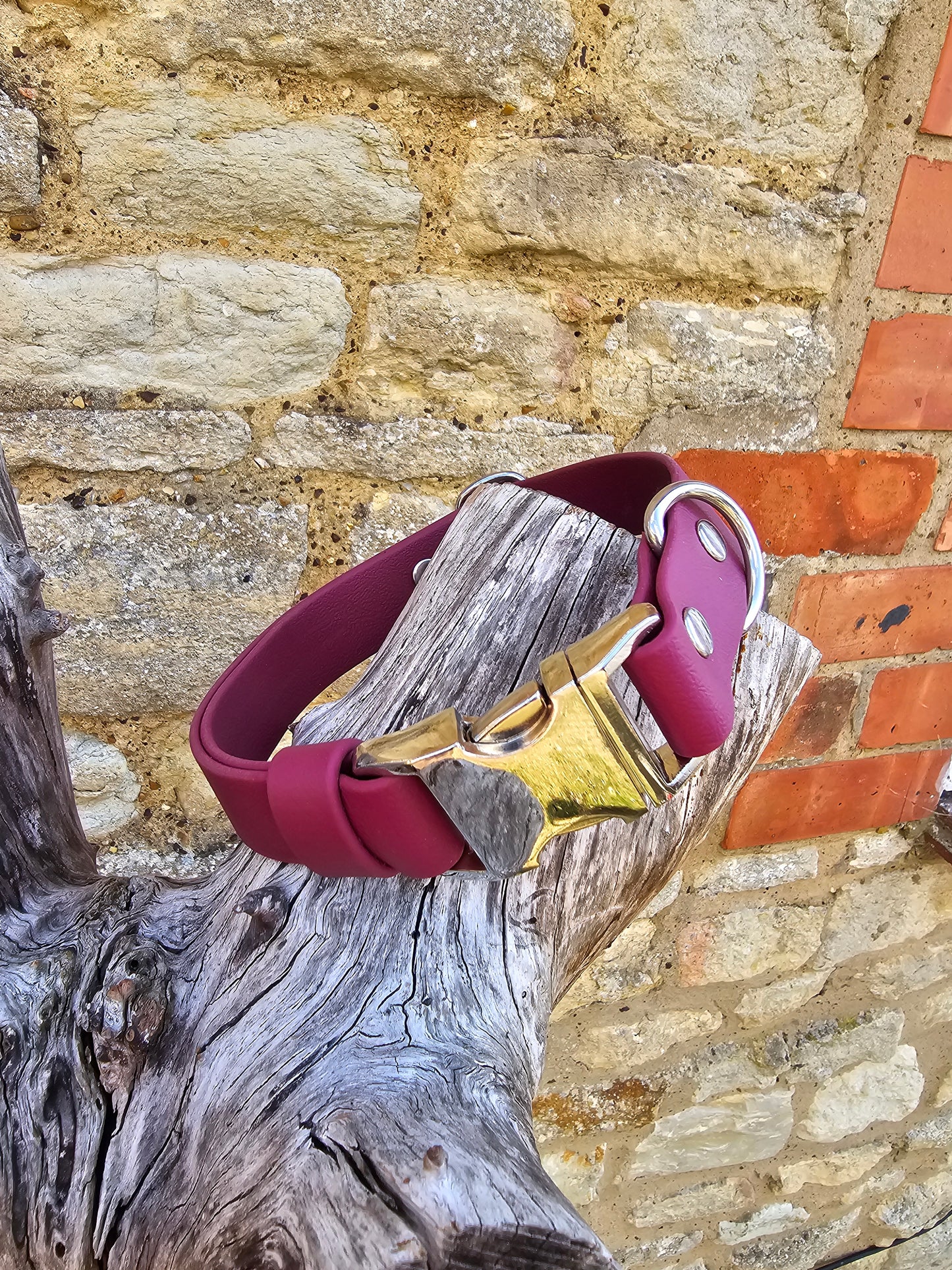 Burgundy - Everlast Waterproof BioThane© Quick-Release Buckle Dog Collar