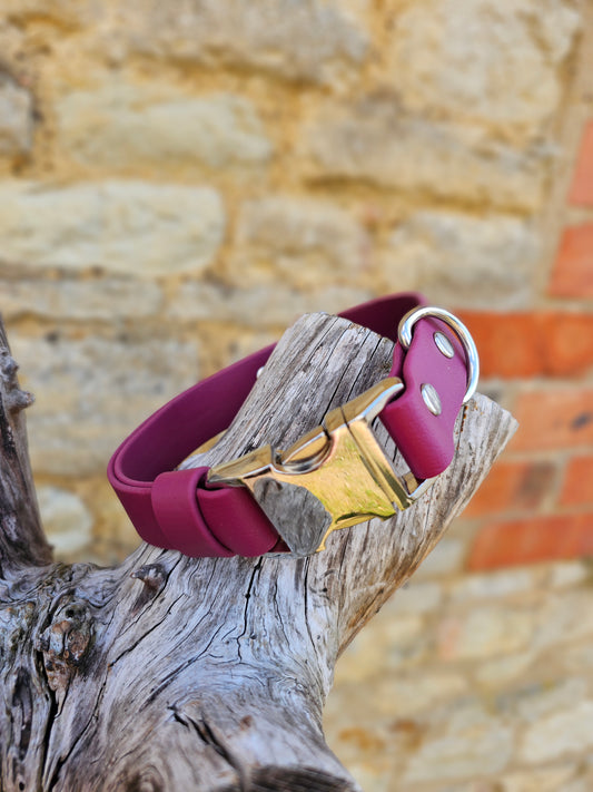 Burgundy - Everlast Waterproof BioThane© Quick-Release Buckle Dog Collar
