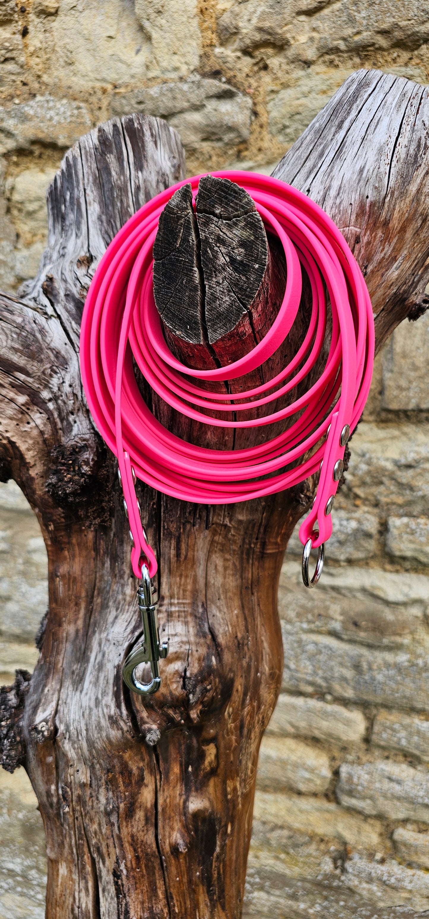 Neon Pink - Classic Waterproof Webbing Dog Long Line Lead
