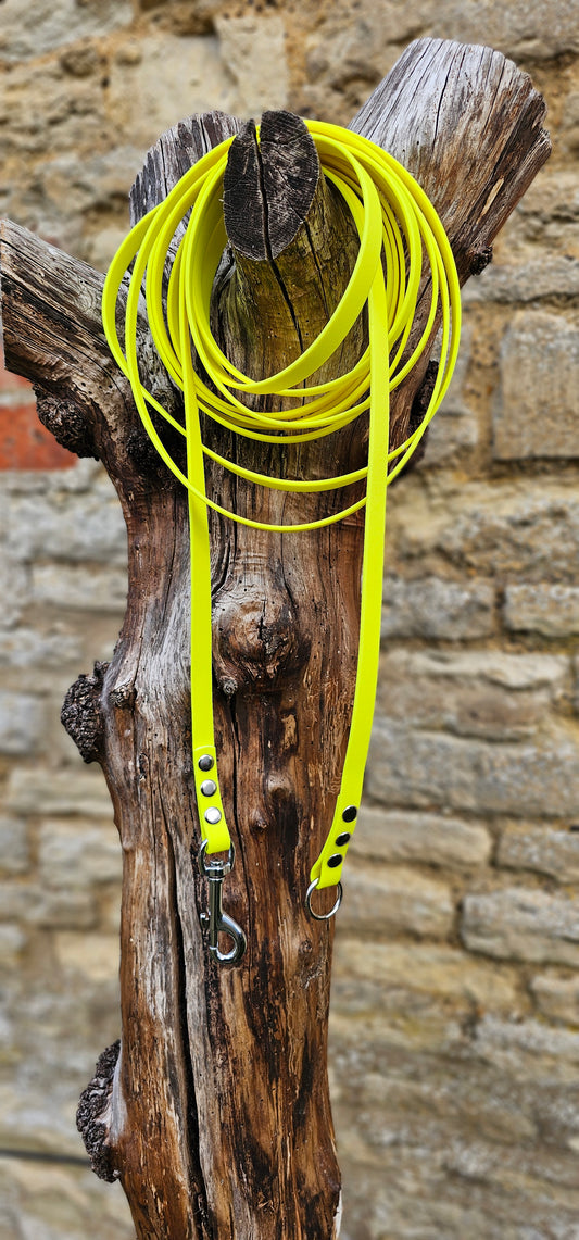 Neon Yellow - Classic Waterproof Webbing Dog Long Line Lead
