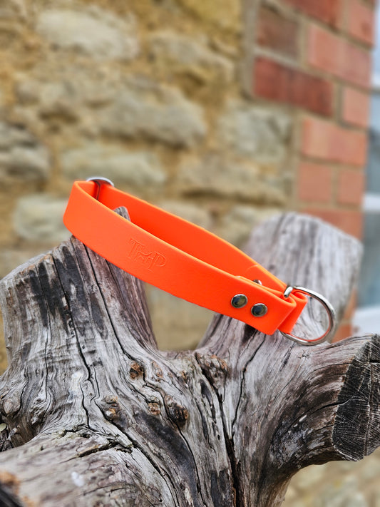 Neon Orange Waterproof BioThane® safe-stop Slip Collar