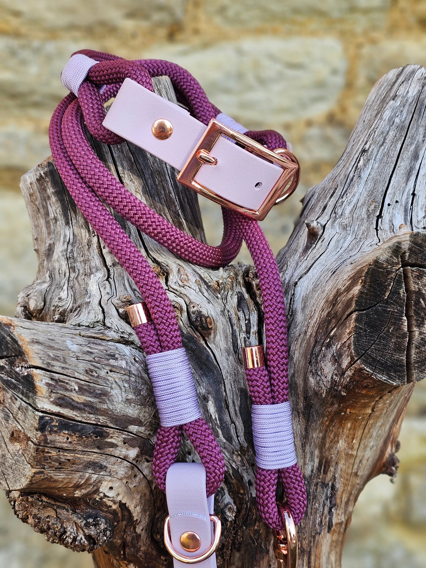 Aubergine & Lilac - Classic Rope Dog Collar