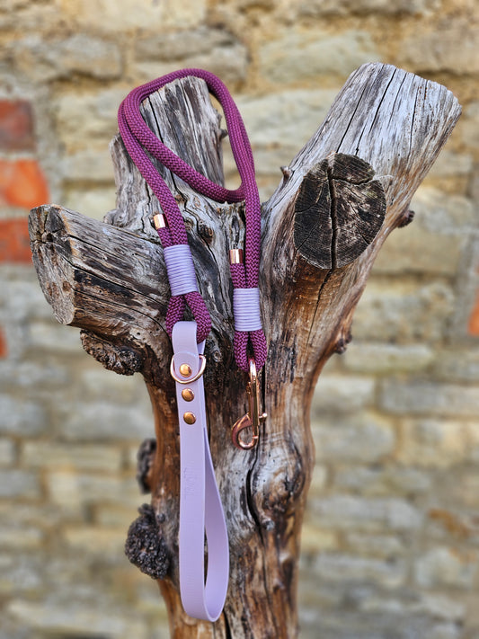 Aubergine & Lilac - Classic Rope Dog Lead