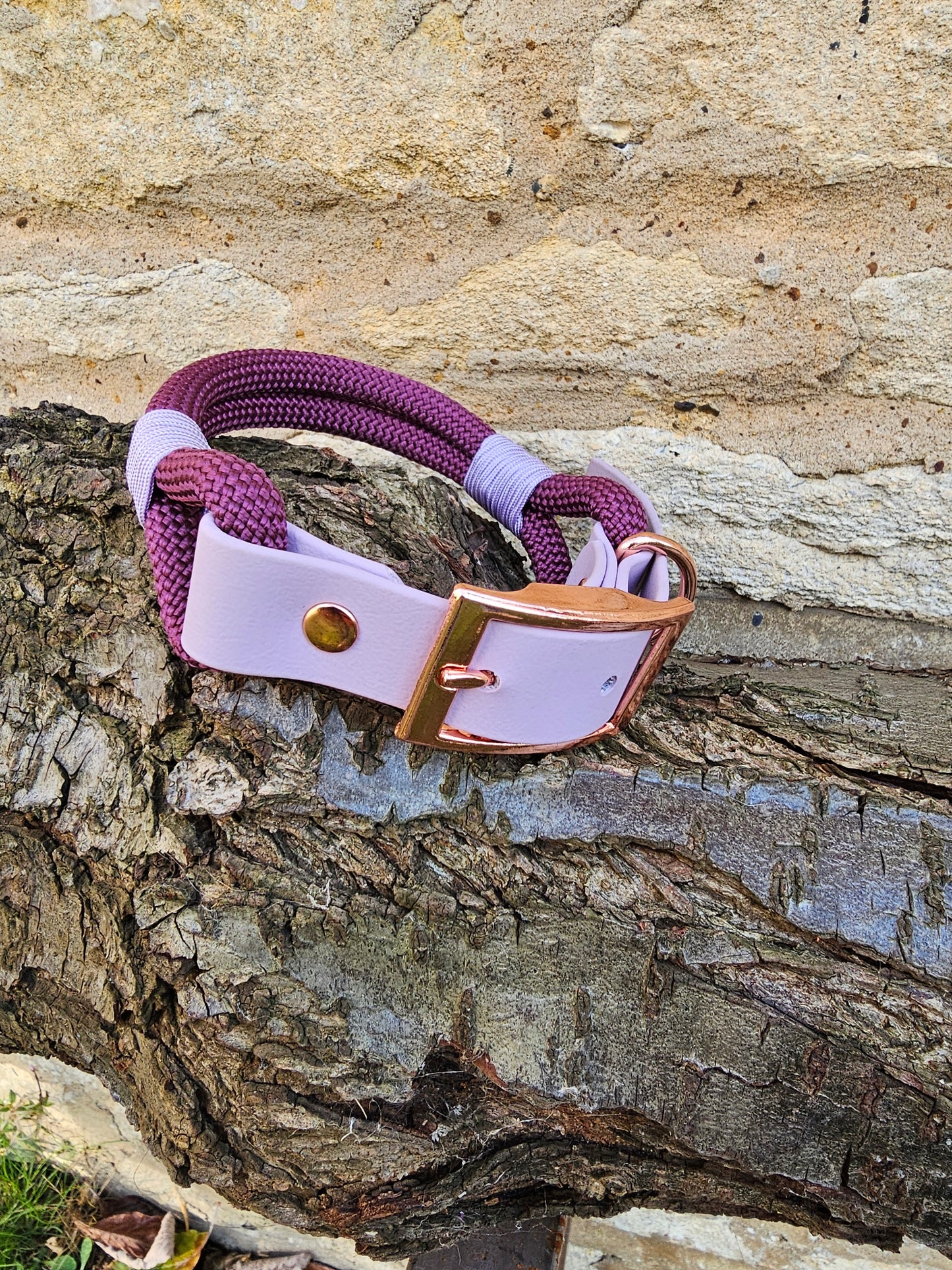 Aubergine & Lilac - Classic Rope Dog Collar