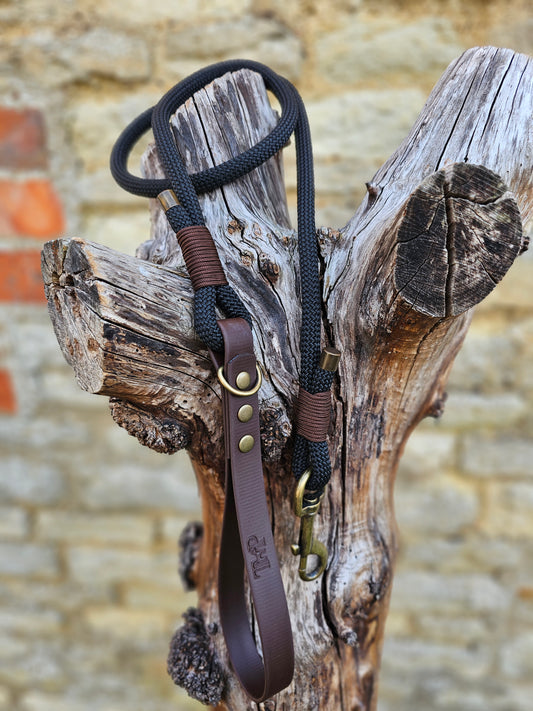 Black & Dark Brown - Classic Rope Dog Lead