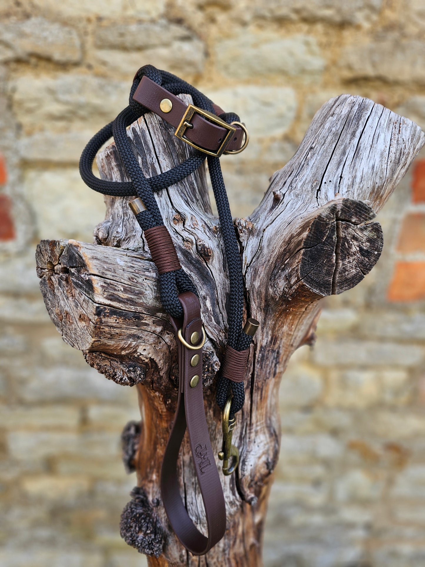 Black & Dark Brown - Classic Rope Dog Collar