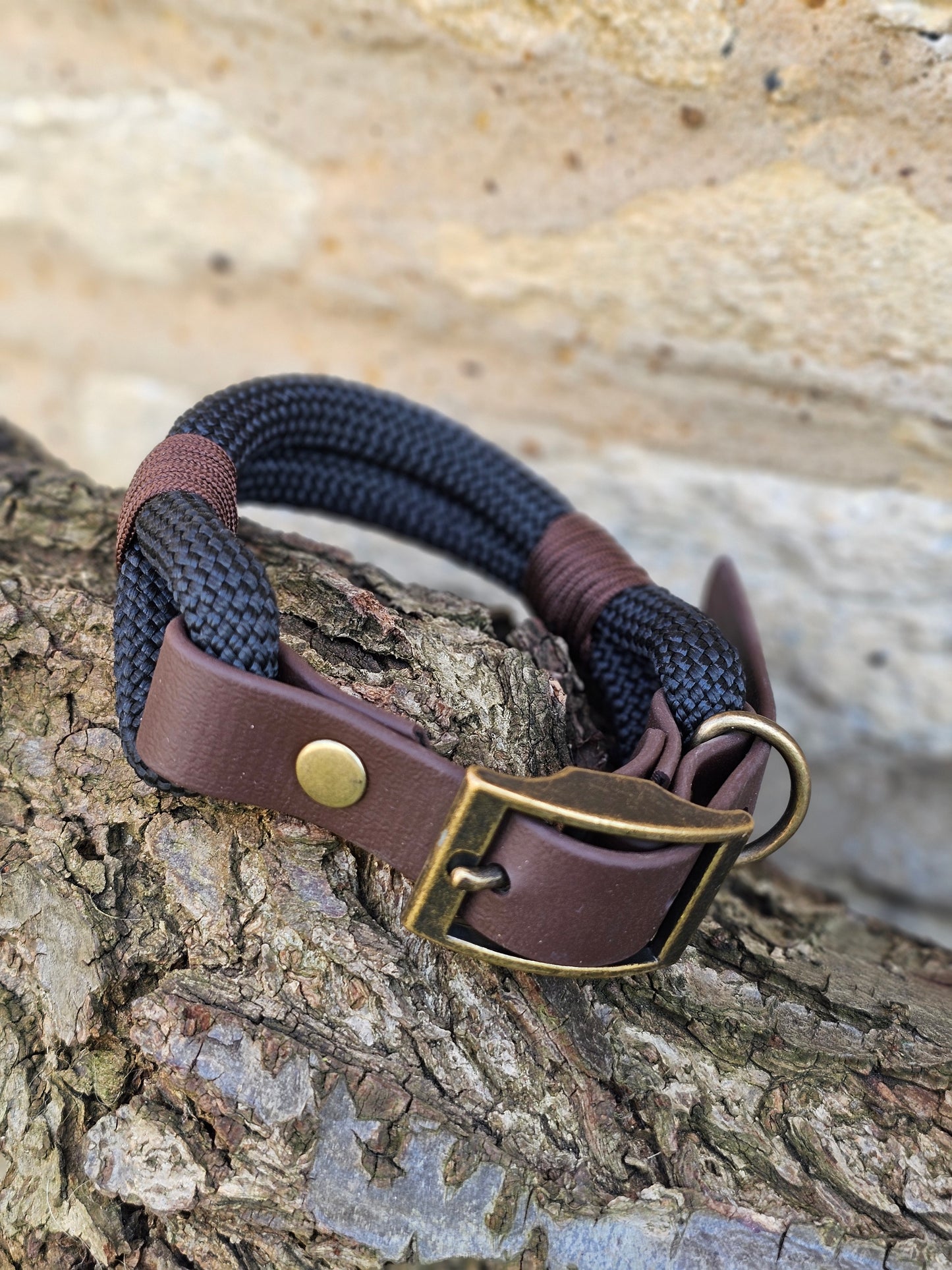 Black & Dark Brown - Classic Rope Dog Collar
