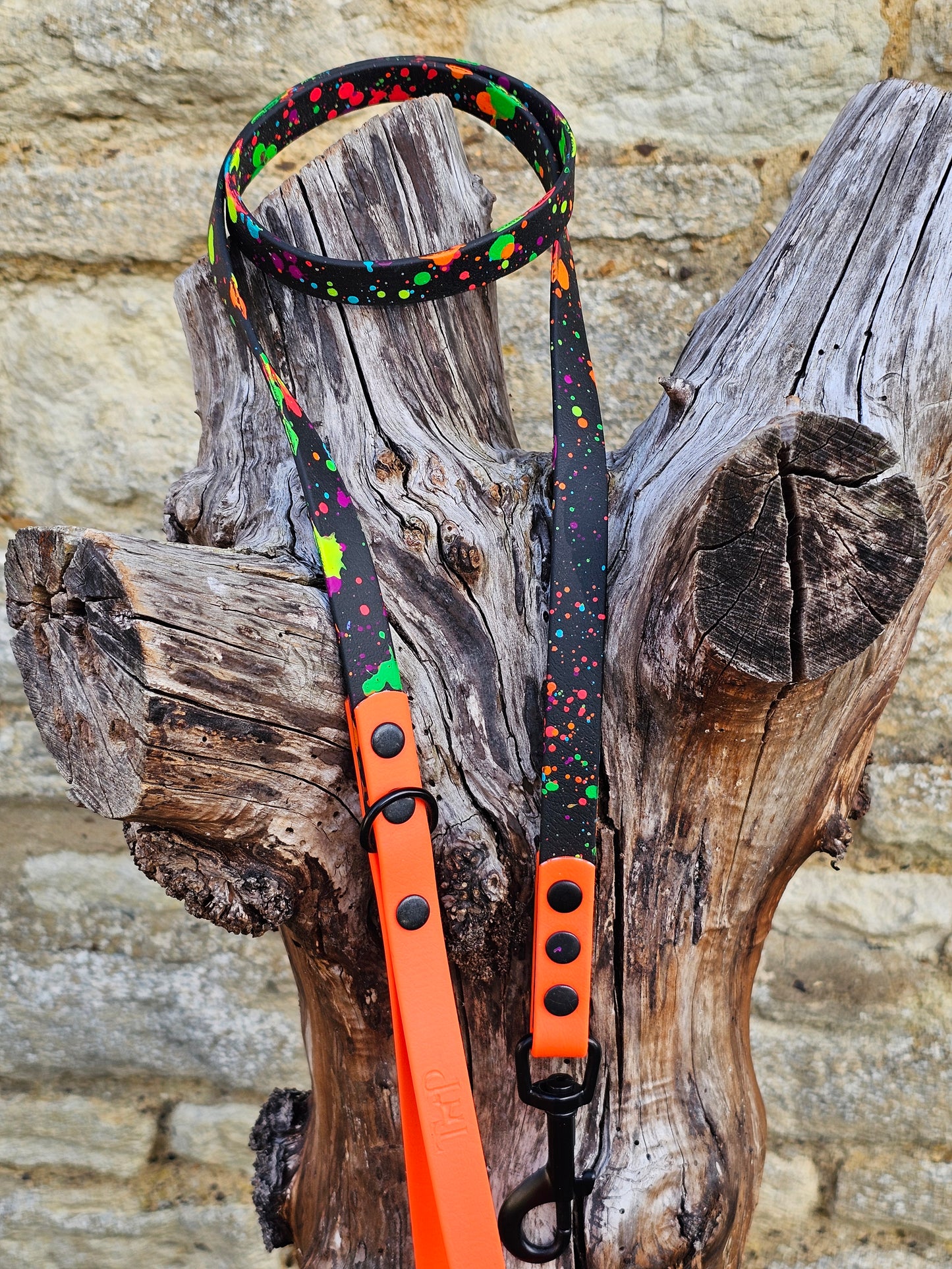 Neon Orange - Waterproof BioThane© Splatter Dog Lead - Neon Collection
