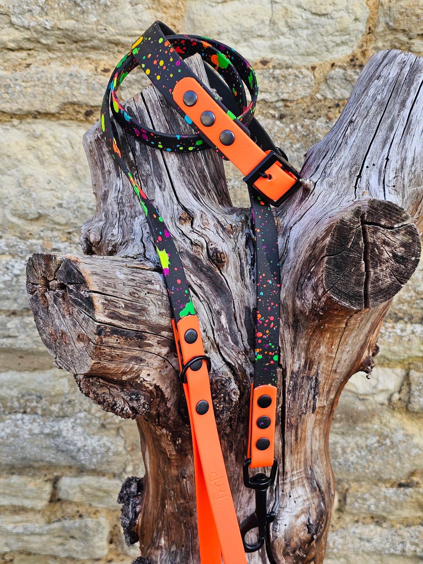 Neon Orange - Waterproof BioThane© Splatter Dog Lead - Neon Collection