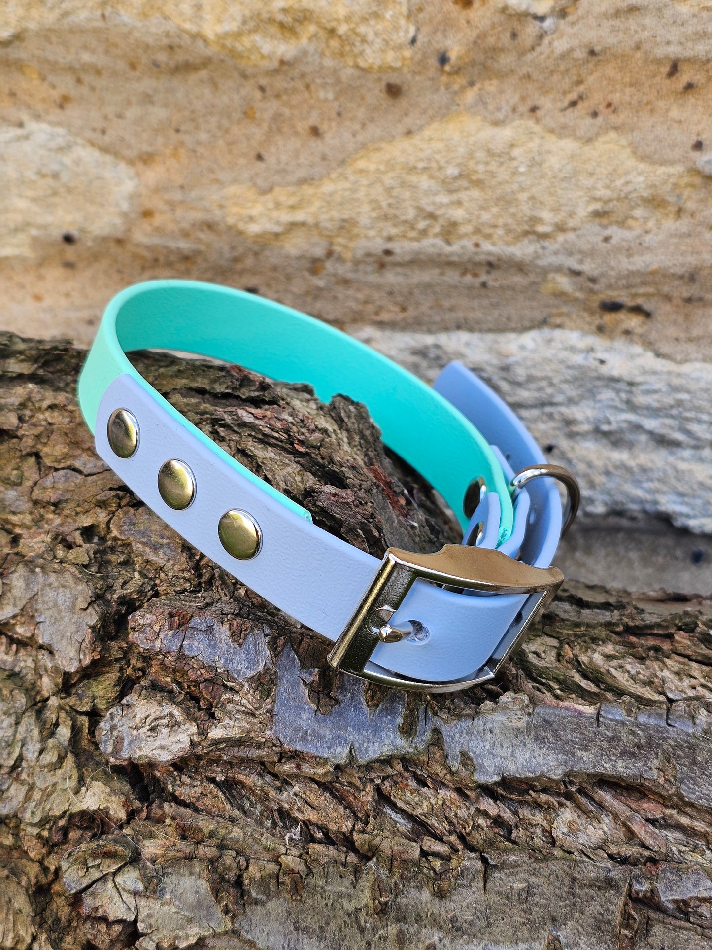 Mint & Baby Blue - Waterproof BioThane© two-coloured Dog Collar