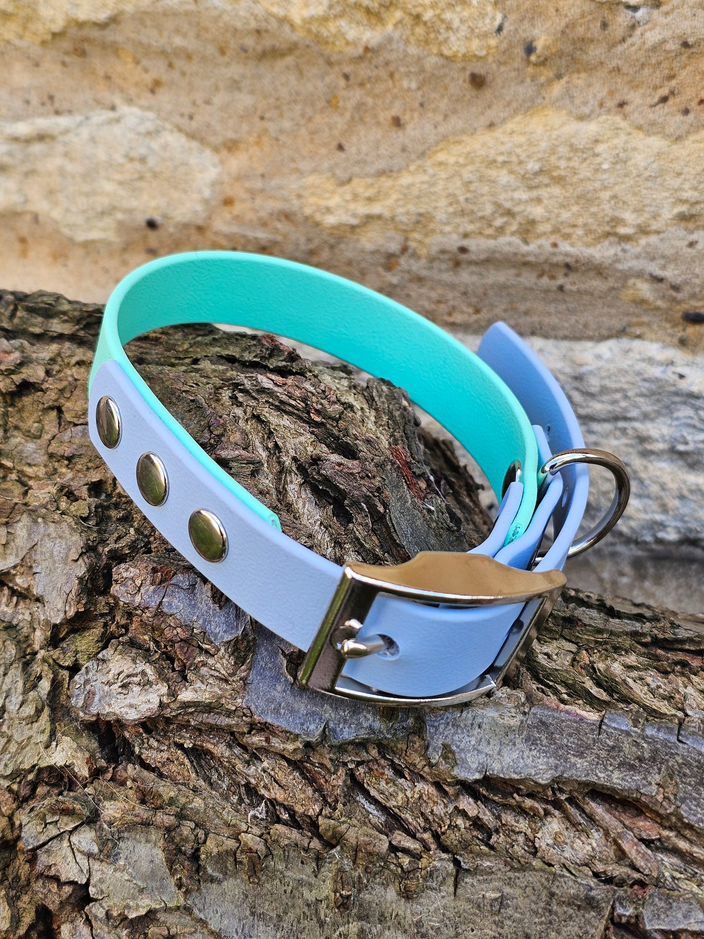 Mint & Baby Blue - Waterproof BioThane© two-coloured Dog Collar