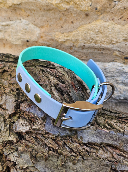Mint & Baby Blue - Waterproof BioThane© two-coloured Dog Collar