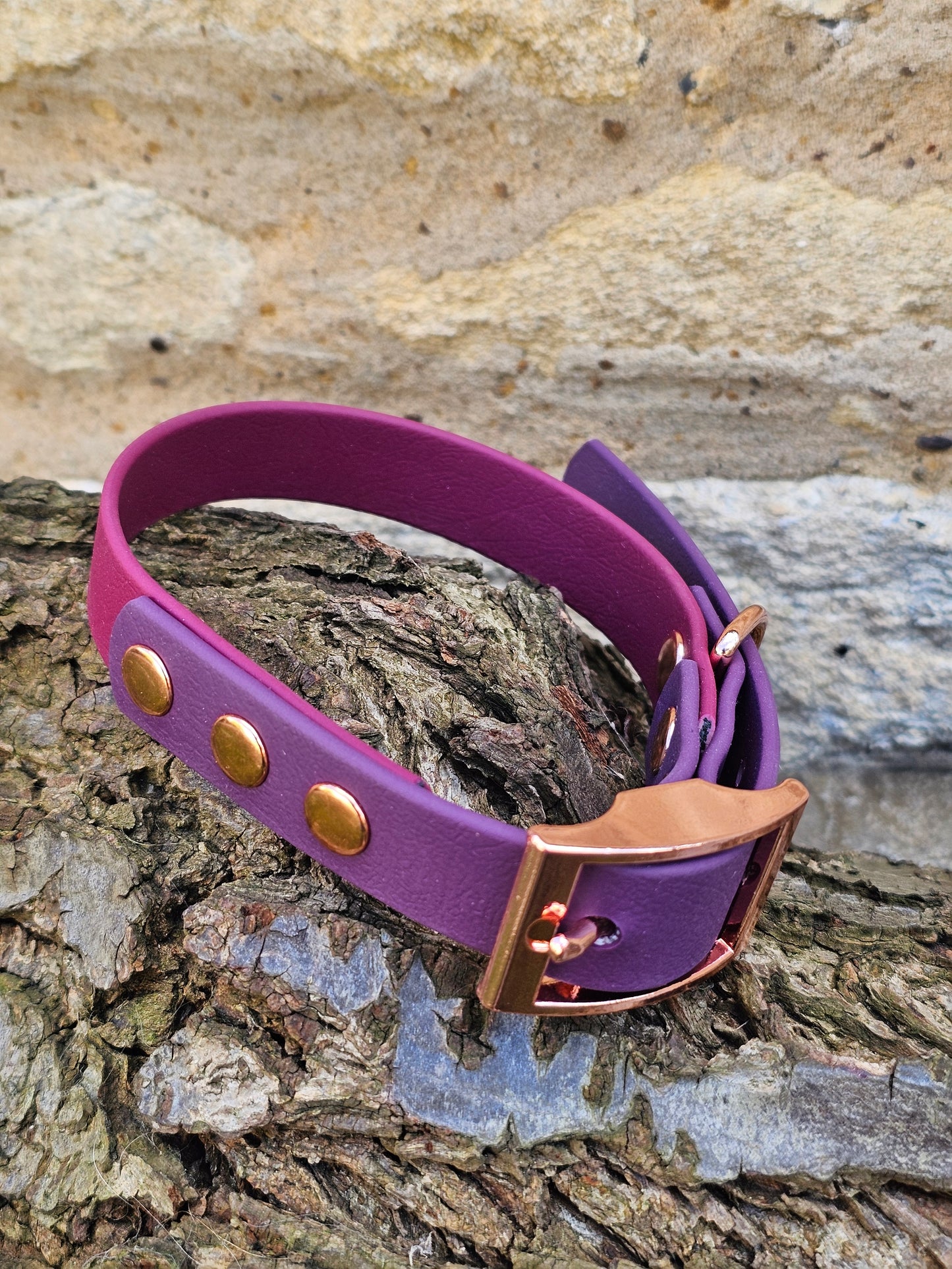 Burgundy & Aubergine - Waterproof BioThane© two-coloured Dog Collar