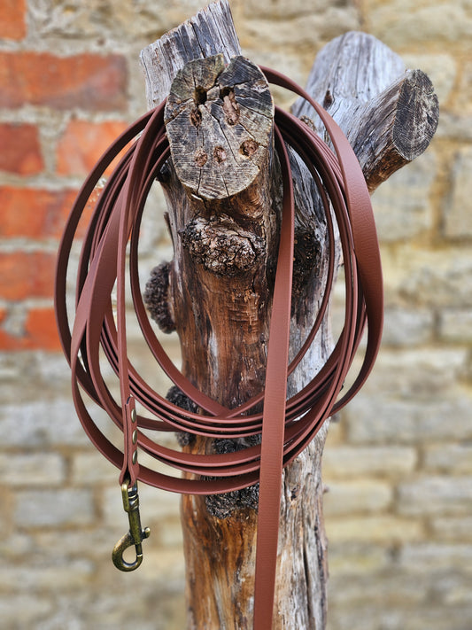 Brown - Waterproof BioThane© Dog Long Line Lead