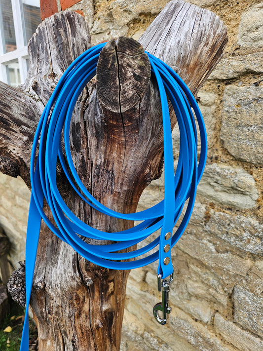 Blue - Waterproof BioThane© Dog Long Line Lead