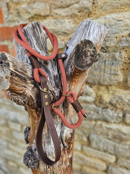 Rust & Dark Brown - Classic Rope Slip Lead / Figure 8 Dog Lead