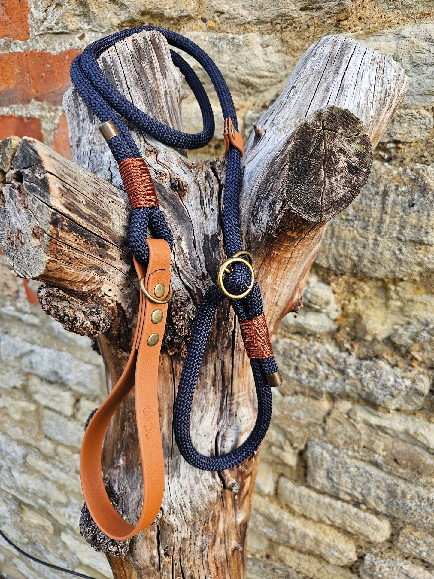 Navy & Tan - Classic Rope Slip Lead / Figure 8 Dog Lead