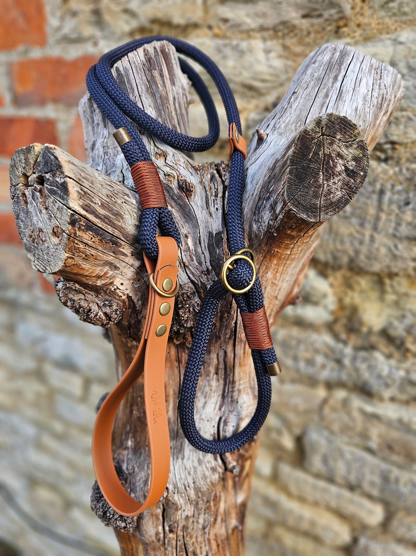 Navy & Tan - Classic Rope Slip Lead / Figure 8 Dog Lead