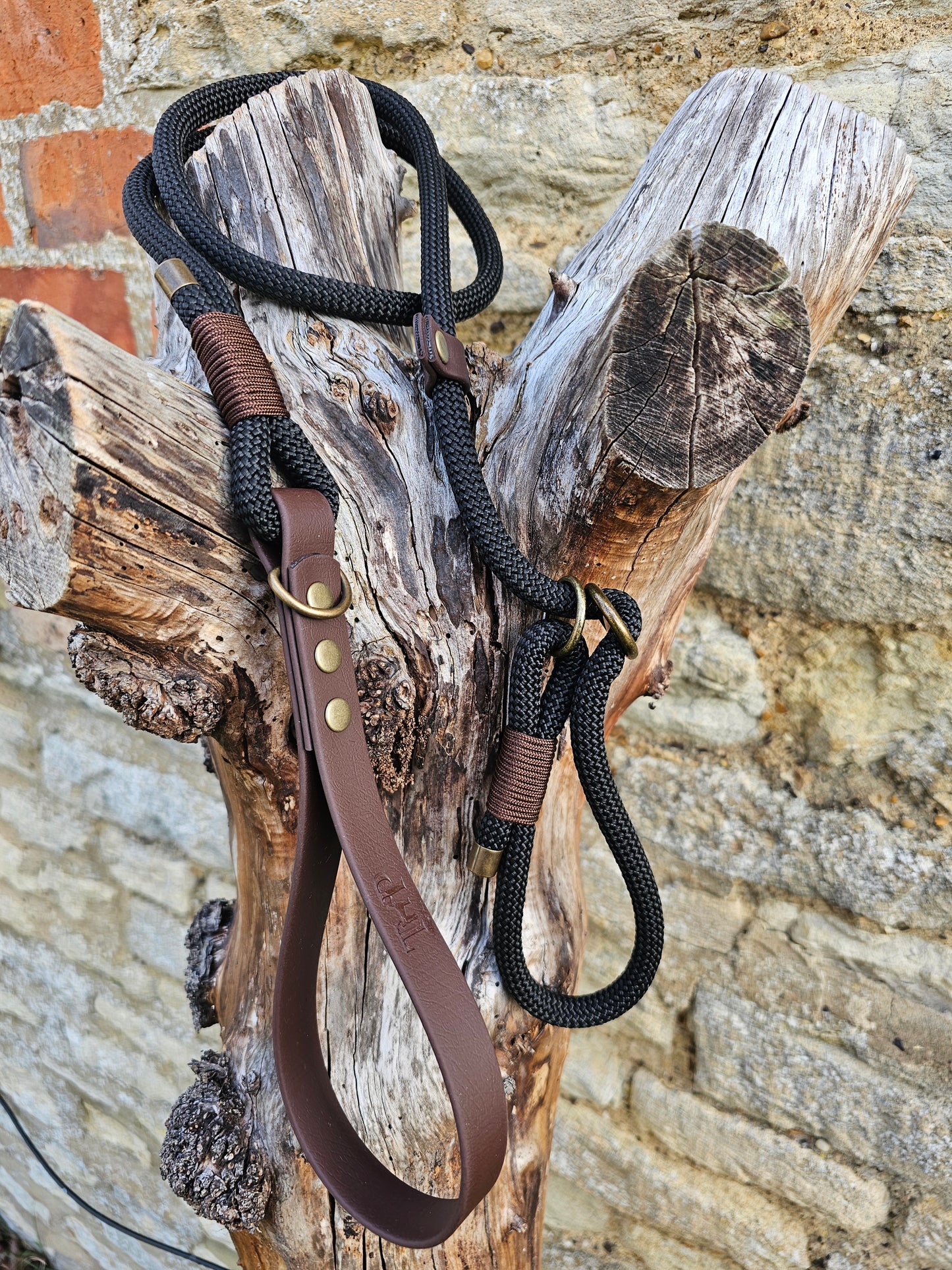 Black & Dark Brown - Classic Rope Slip Lead / Figure 8 Dog Lead