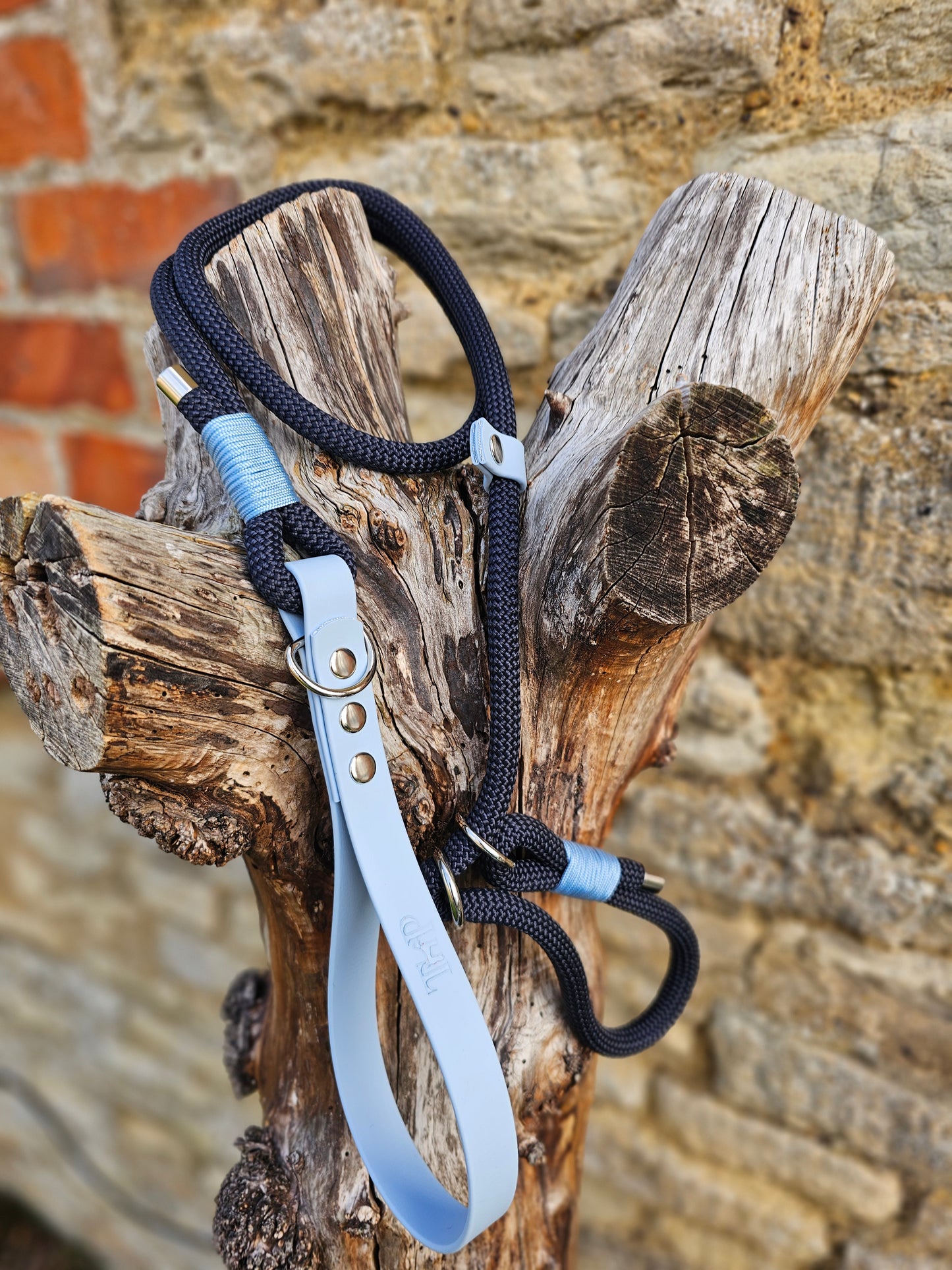 Navy & Baby Blue - Classic Rope Slip Lead / Figure 8 Dog Lead