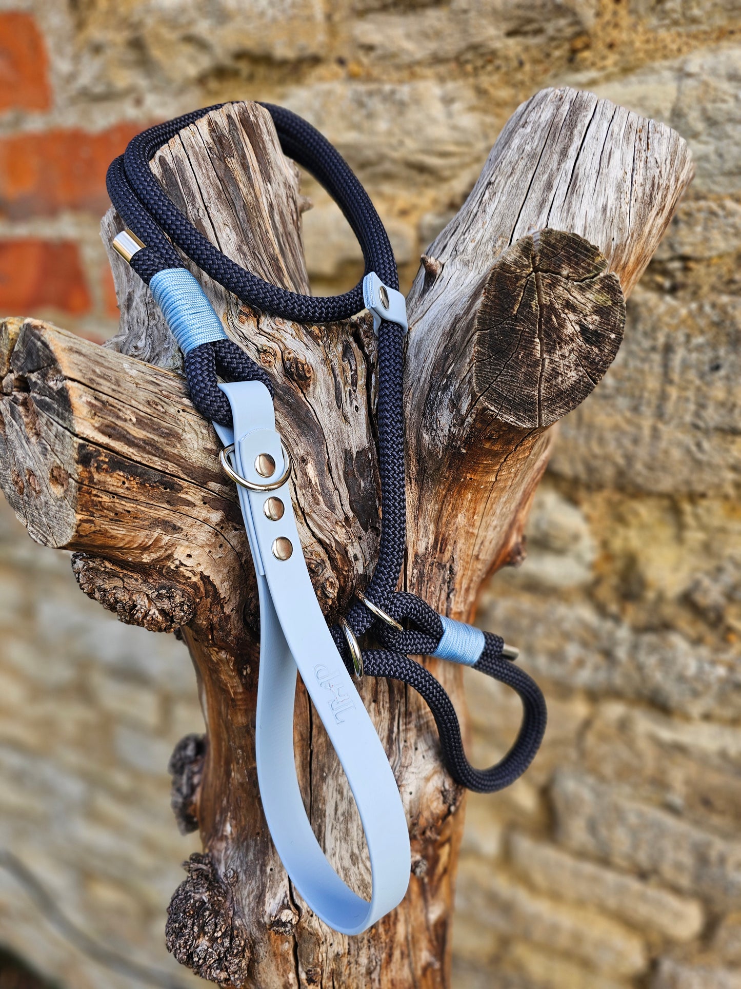 Navy & Baby Blue - Classic Rope Slip Lead / Figure 8 Dog Lead