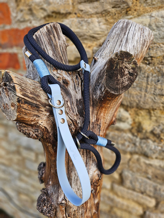 Navy & Baby Blue - Classic Rope Slip Lead / Figure 8 Dog Lead