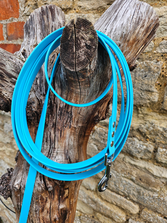 Neon Blue - Waterproof BioThane© Dog Long Line Lead