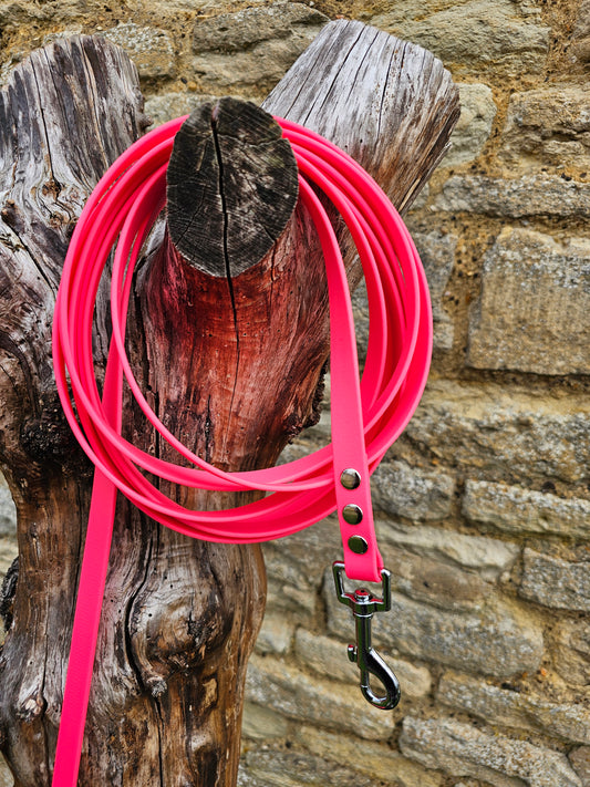 Neon Pink - Waterproof BioThane© Dog Long Line Lead