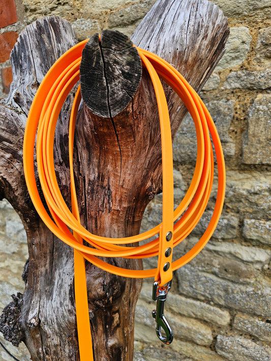 Orange - Waterproof BioThane© Dog Long Line Lead