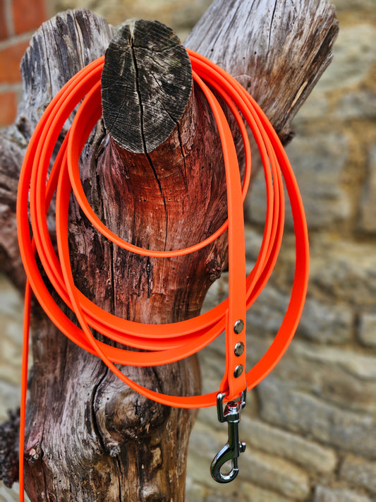 Neon Orange - Waterproof BioThane© Dog Long Line Lead