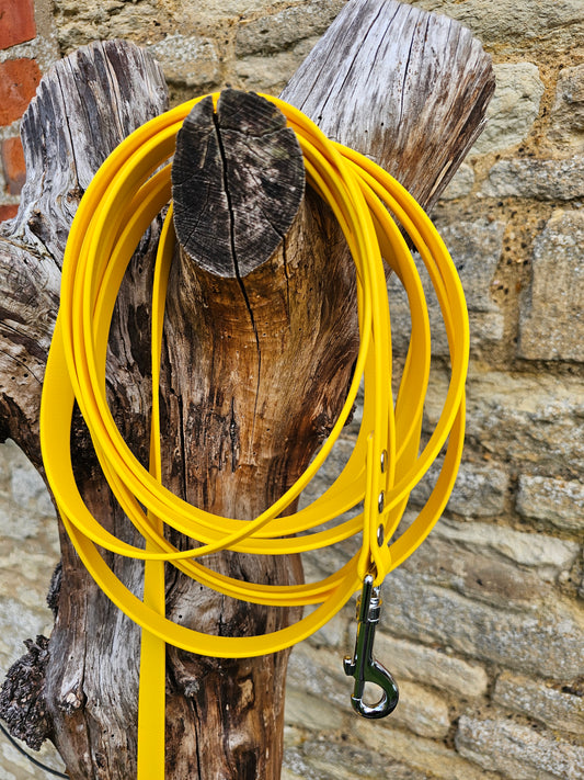 Yellow - Waterproof BioThane© Dog Long Line Lead
