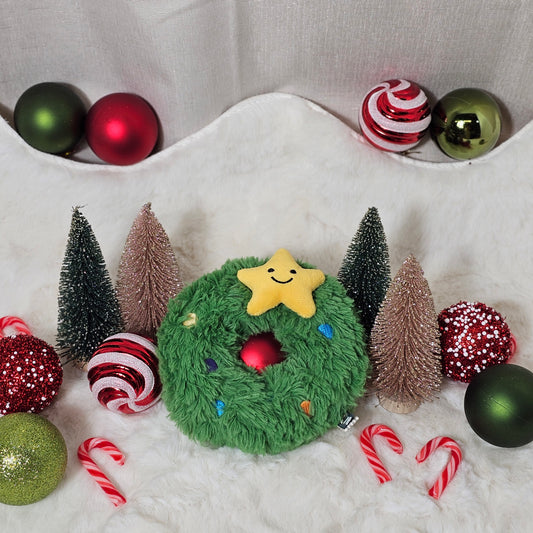 Christmas Wreath Plush & Rubber Dog Toy