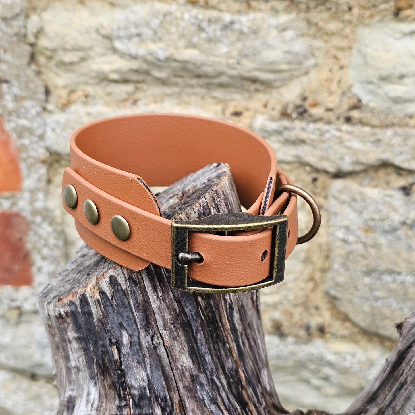 Tan - Waterproof BioThane® Sighthound Collar / wide-fit Dog Collar