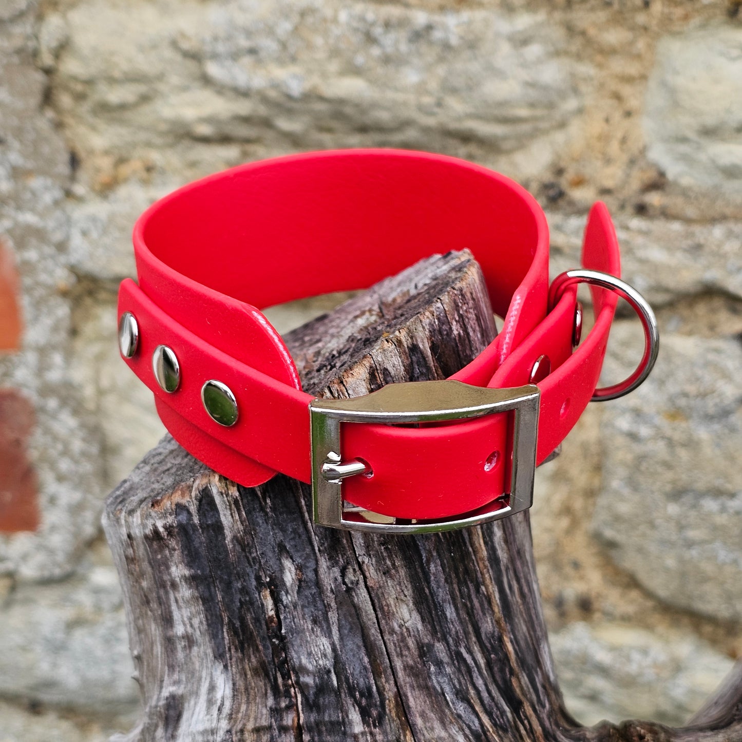 Red - Waterproof BioThane® Sighthound Collar / wide-fit Dog Collar