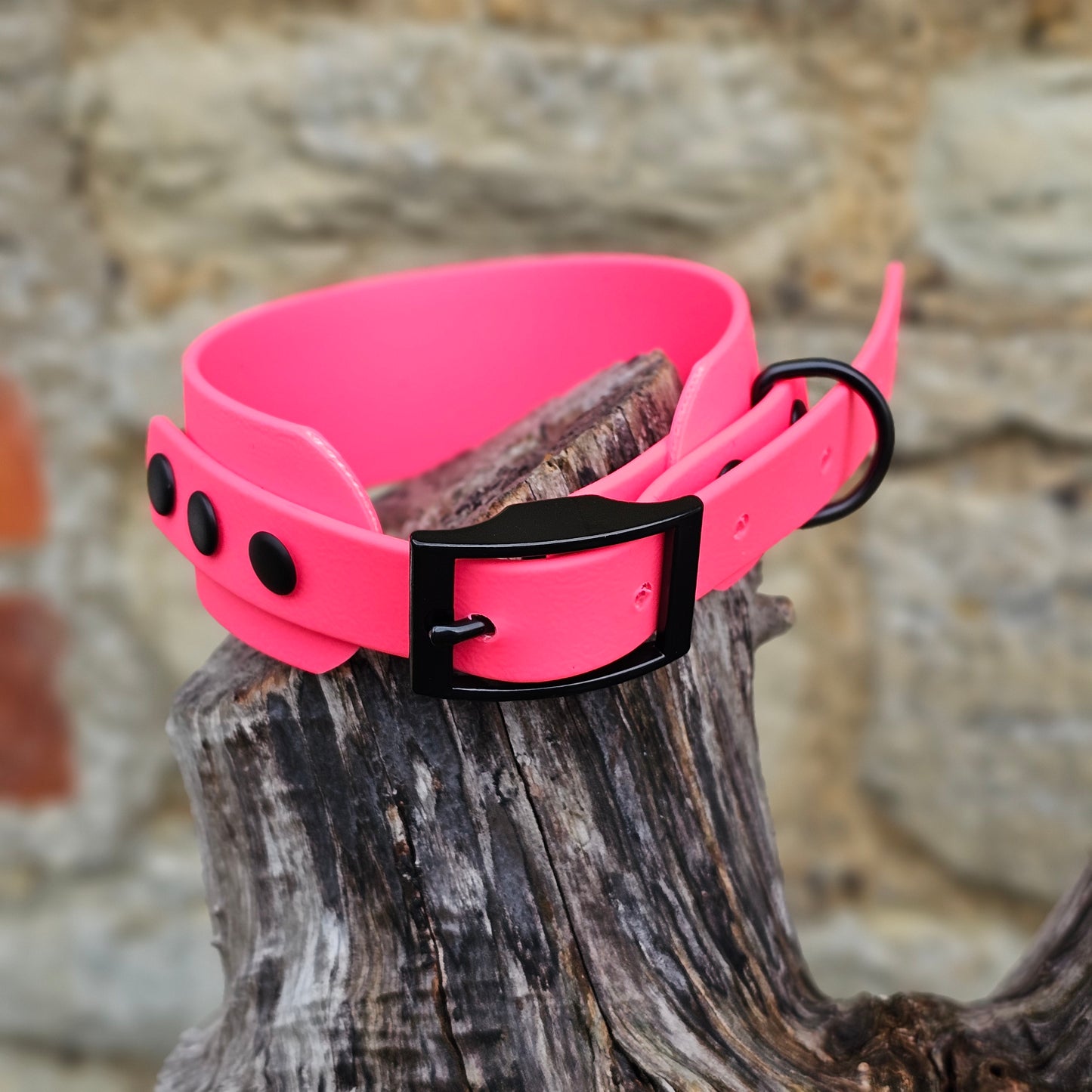 Neon Pink - Waterproof BioThane® Sighthound Collar / wide-fit Dog Collar